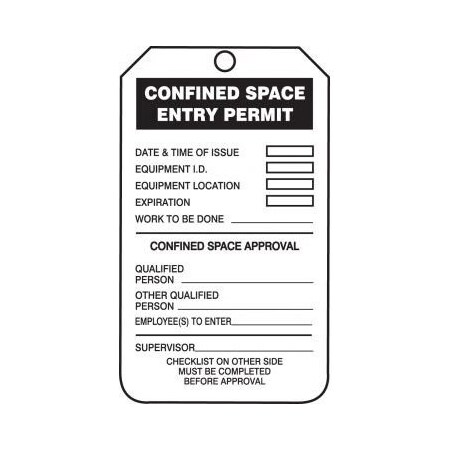 CONFINED SPACE STATUS SAFETY TAG TCS319PTM